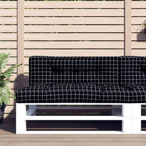 vidaXL Almofadões para paletes 2 pcs tecido xadrez preto