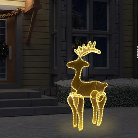 289976 vidaXL Rena decorativa Natal c/ malha de aço 306 luzes LED 60x24x89 cm