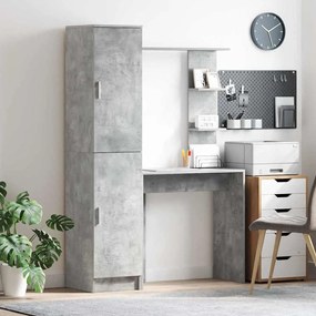 vidaXL Mesa com Armazenamento Cinza Concreto Madeira Engenharia