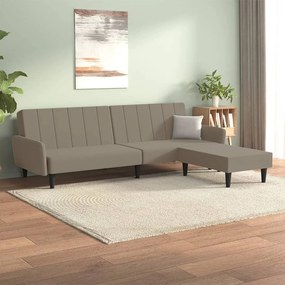 vidaXL Sofá-cama de 2 lugares com banco veludo cinzento-claro