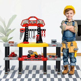 Mesa de Trabalho de Nível Duplo com Ferramentas Brinquedo para Crianças +3 Anos Conjunto com 121 Ferramentas com Ganchos 85,5 x 30,5 x 83 cm