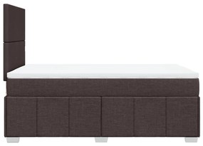 Cama boxspring com colchão 120x190 cm tecido castanho-escuro