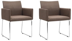 vidaXL Cadeiras de jantar 2 pcs tecido castanho
