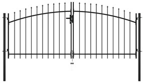 vidaXL Portão de cerca com porta dupla e topo em lanças 300x150 cm