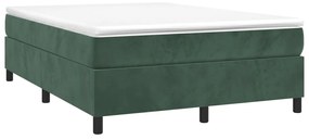 Estrutura de cama com molas 140x190 cm veludo verde-escuro