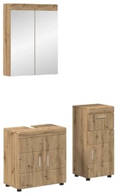 vidaXL Conjunto de Móveis para Banheiro TULUM Carvalho Artesanal