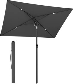 Guarda-sol jardim retangular de 190 x 120 cm com elevada proteção UV para varanda, cinzento