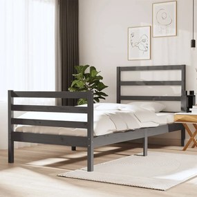vidaXL Estrutura de cama solteiro 90x190 cm pinho maciço cinza