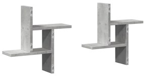 Prateleiras de parede 2 pcs derivados de madeira cinza cimento