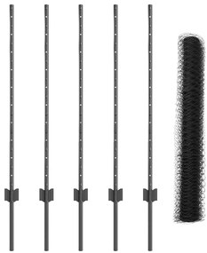 Postes de Cerca vidaXL 10 pcs U-Channel Cinza 100 cm Aço