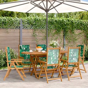 vidaXL Cadeiras jardim reclin. 6 pcs tecido/madeira maciça verde