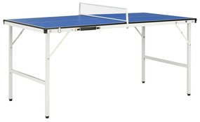 vidaXL Mesa de pingue-pongue de 5 pés com rede 152x76x66 cm azul