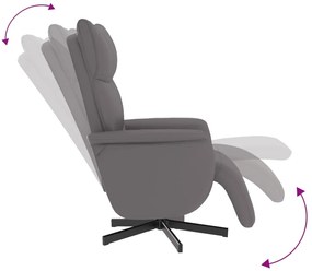Cadeira reclinável com apoio de pés couro artificial cinzento