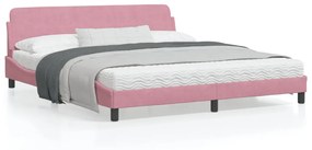 vidaXL Estrutura de cama com cabeceira Dover 180x200 cm veludo rosa