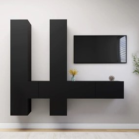 vidaXL 6 pcs conjunto de móveis de TV contraplacado preto