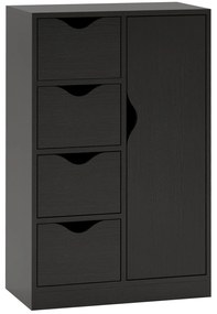 HOMCOM Móvel de armazenamento buffet cômoda 1 armário e 4 gavetas, em madeira, para sala, cozinha, entrada, sala de jantar, preto | Aosom Portugal