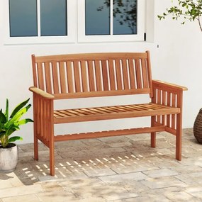 Banco de jardim em madeira para exterior para 2 pessoas, encosto inclinado, braços, assento com ripas, para terraço, pátio ou alpendre, 59,5 x 119 x 8
