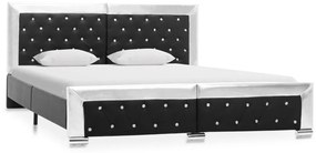 Estrutura de cama 160x200 cm couro artificial preto