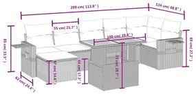 8 pcs conjunto sofás de jardim com almofadões vime PE preto