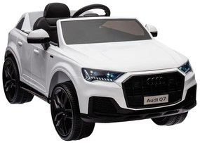 Carro elétrico infantil Audi Q7, 12V módulo de música, banco em pele, pneus de borracha Branco