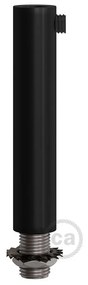 Black metal round 7 cm strain relief clamp provided with threaded tube nut and washer