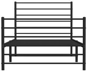 Estrutura de cama com cabeceira e pés 100x200 cm metal preto