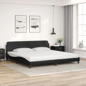 Cama com colchão 200x200 cm couro artificial preto