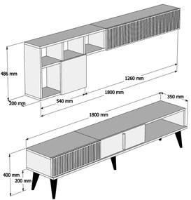 Móvel TV Milan – Nogueira e Preto – 180 x 40 x 35 cm