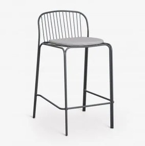 Pack De 4 Bancos Altos Em Aço Anerina Cinza Grafito & ↑65 Cm & Cinzento Areia - Sklum