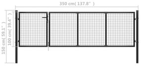 Portão de jardim 350x100 cm aço antracite