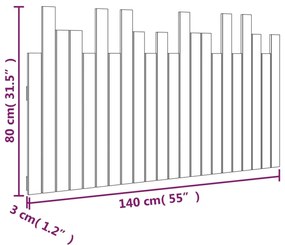 Cabeceira de parede 140x3x80 cm madeira de pinho maciça