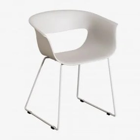 Pack De 2 Cadeiras De Jardim Com Apoios De Braços Em Polipropileno E Aço Alanys Branco Acinzentado - Sklum