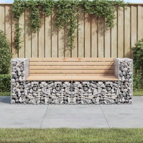 vidaXL Banco de jardim c/ design gabião 184x71x65,5 cm pinho maciço