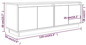 Móvel de TV 110x34x40 cm madeira de pinho maciça branco