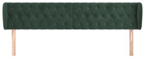 Cabeceira de cama c/ abas veludo 203x23x78/88cm verde-escuro
