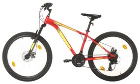 Bicicleta de montanha 21 velocidades roda 27,5" 38 cm vermelho