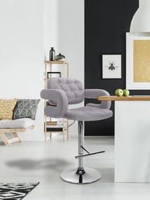 Banco de bar Dublin STOFF C regulável altura 103 - 123 x 63 x 55 cm com revestimento em tecido cinzento