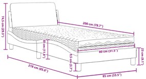 Cama com colchão 80x200 cm tecido castanho-acinzentado