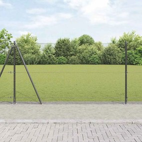 vidaXL Cerca de Fio Soldado com 7 Postes Flangeados Cinza 1.2x10 m Aço