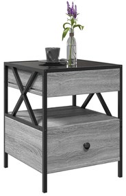 Mesa de centro luzes LED Infinity 40x40x51 cm cinzento sonoma