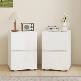 Conjunto de 2 Mesas de Cabeceira para Quarto com 2 Gavetas, Capacidade 30 kg, 40x40x58 cm, Branco