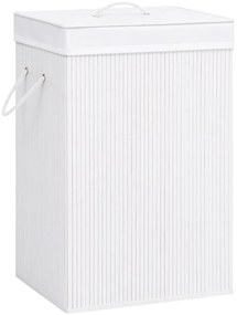 Cesto para roupa suja c/ secção única bambu branco