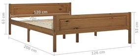 Estrutura de cama 120x200 cm pinho maciço castanho mel