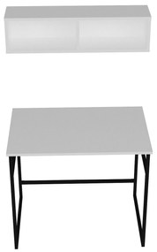 Secretária de Estudo Gama - Branco e Preto - 90x75x60 cm