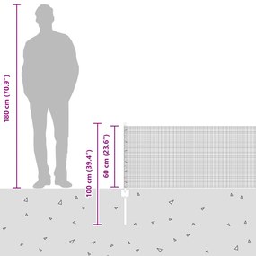 Cerca de Arame Soldado com 5 Postes em U Prateada 0.6x10 m Aço