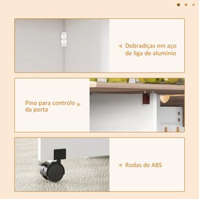 Mesa de Cozinha Dobrável com Rodas Laterais Rebatíveis Gaveta e Prateleiras para 2-4 Pessoas 120x72x75 cm Madeira Branco