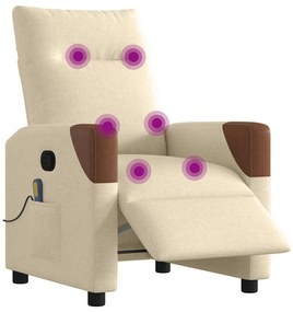 Poltrona de massagens reclinável elétrica tecido creme