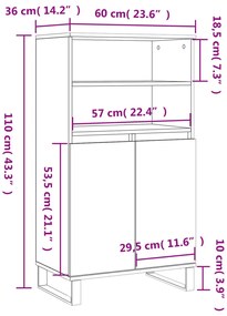 Aparador alto 60x36x110 cm derivados de madeira carvalho sonoma