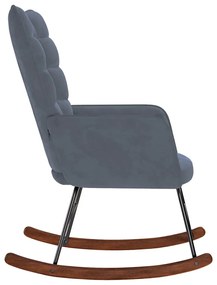 Cadeira de baloiço veludo cinzento-escuro