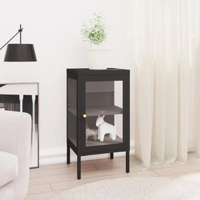 vidaXL Aparador 38x35x70 cm vidro e aço preto
